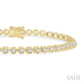 2 ctw Round Cut Diamond Illusion Tennis Bracelet in 14K Yellow Gold